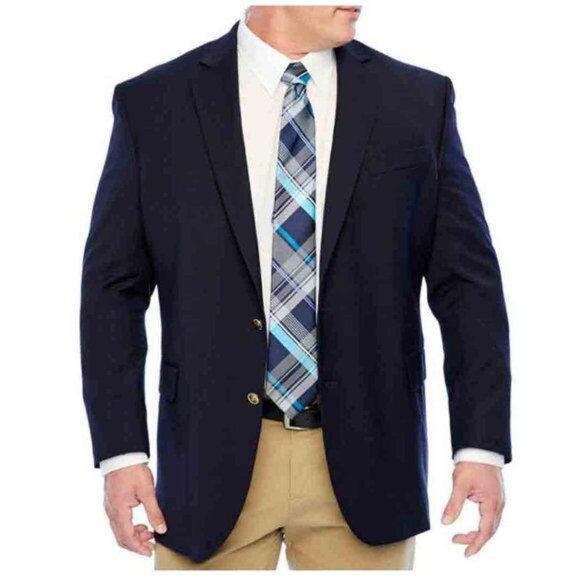 NWOT Stafford Mens Hopsack Blazer Sport Coat Jacket Size 42 R Gold Buttons - Picture 1 of 10